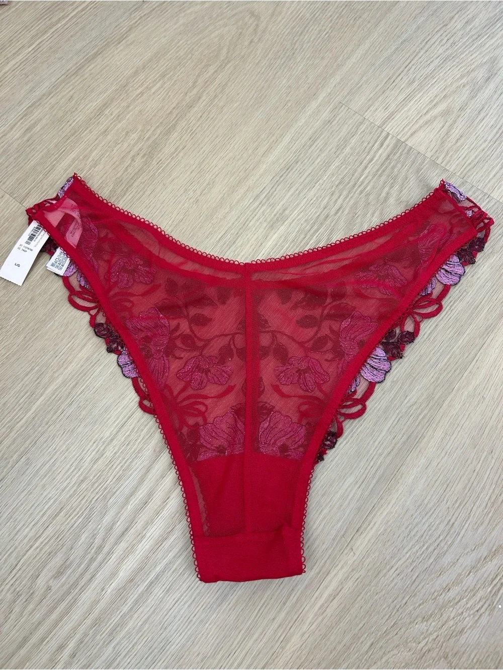 NWT Victoria's Secret Dream Angels High-Leg Brazilian Embroidered Panty L